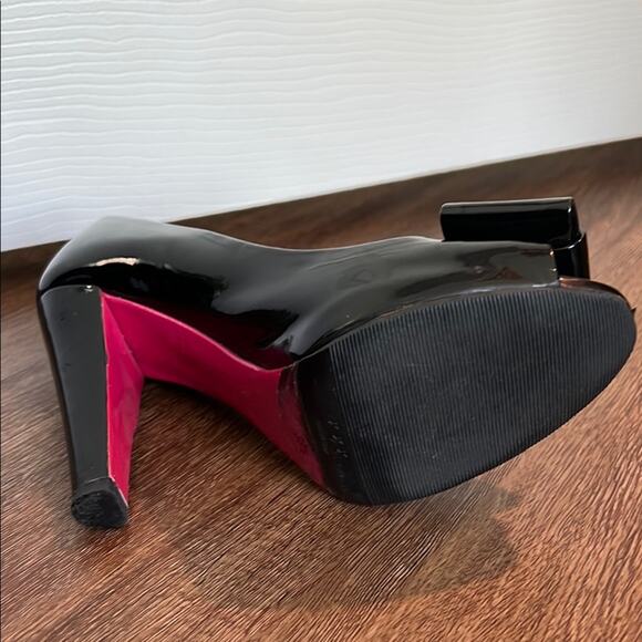 Black Miu Miu Peep Toe Heels with Bow Accent - Picture 11 of 11